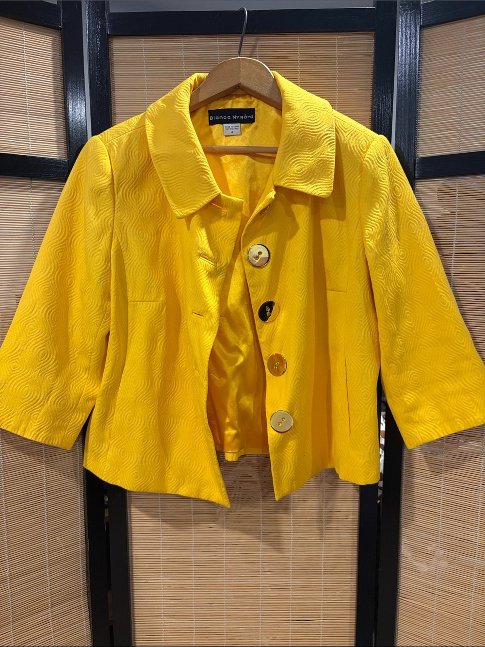 Yellow Textured Button Jacket